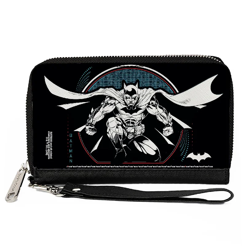 Stainless steel money clips for durabilityWomen's PU Zip Around Wallet Rectangle - Batman Crouching Tech Action Pose Black White Blue Red Stainless steel money clips for durabilityWomen's PU Zip Around Wallet Rectangle - Batman Crouching Tech Action Pose Black White Blue Red