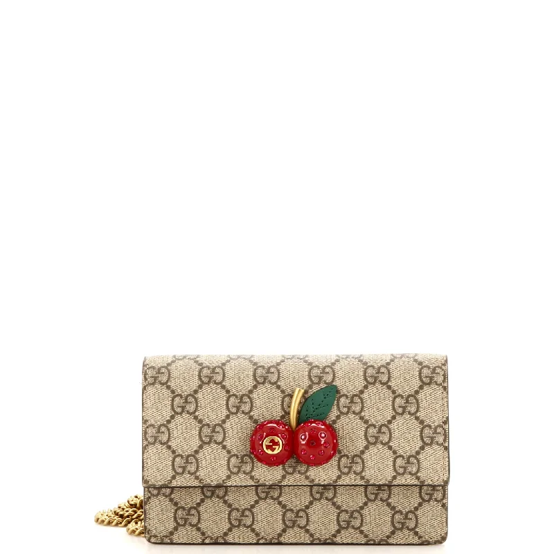 Best money clips for cash and cardsCherries Wallet on Chain GG Coated Canvas Mini