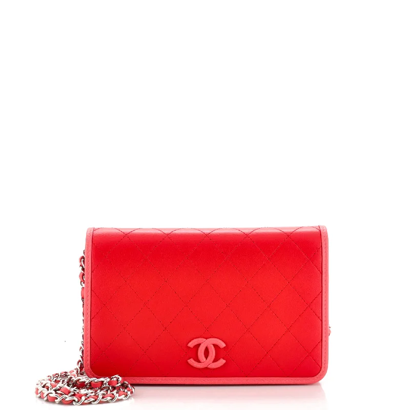 Elegant money clips for weddingsCovered CC Wallet on Chain Quilted Lambskin