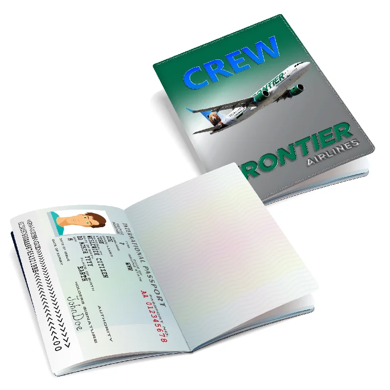 Camouflage-Patterned Passport Covers & Wallets for Hunters and MilitariesFrontier Airlines A320 Pearly Green Passport Cover