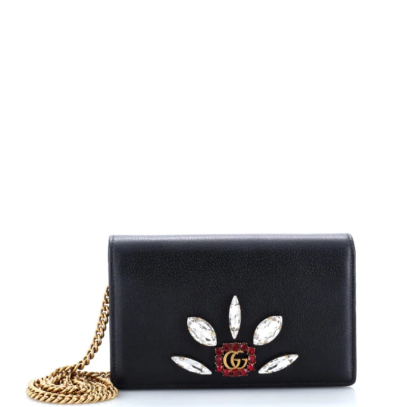 Best money clips for cash and cardsGG Marmont Chain Wallet Embellished Leather Mini