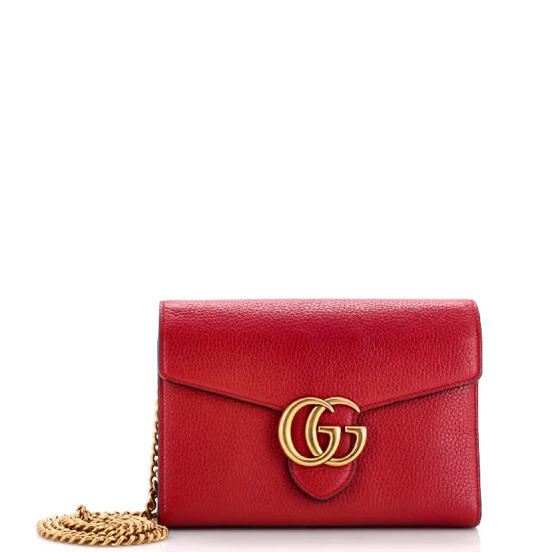 Luxury leather money clips with card slotsGG Marmont Chain Wallet Leather Mini