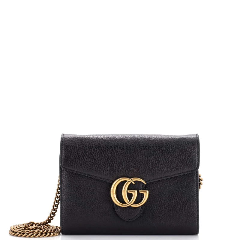 Luxury leather money clips with card slotsGG Marmont Chain Wallet Leather Mini