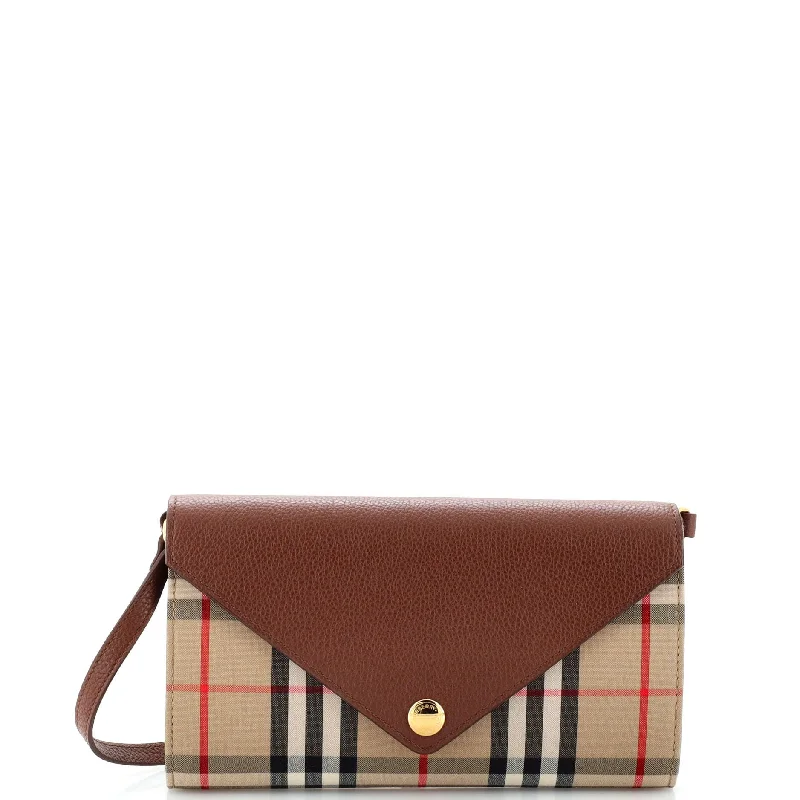 Money clips with RFID protectionHannah Envelope Wallet on Strap Leather and Vintage Check Canvas Money clips with RFID protectionHannah Envelope Wallet on Strap Leather and Vintage Check Canvas