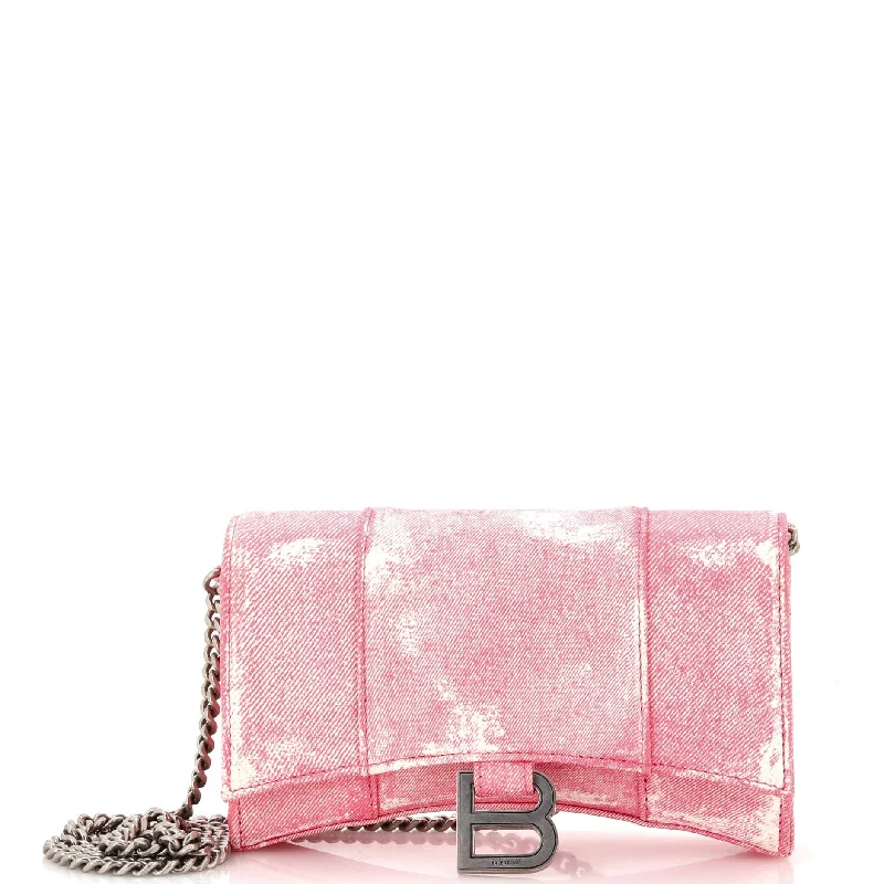 Money clips with RFID protectionHourglass Chain Wallet Denim Printed Leather