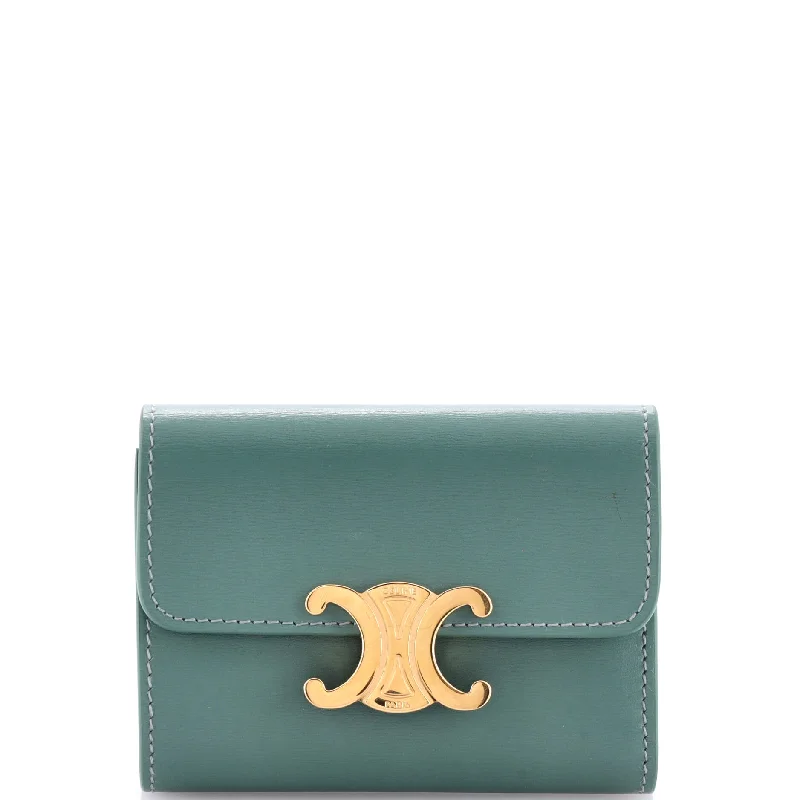 Money clips with magnetic closureTriomphe Trifold Wallet Leather Small