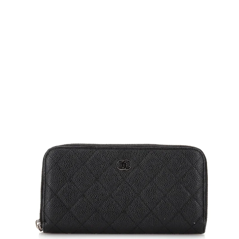 Money clips for women with sleek designsZip Around Wallet Quilted Caviar Long