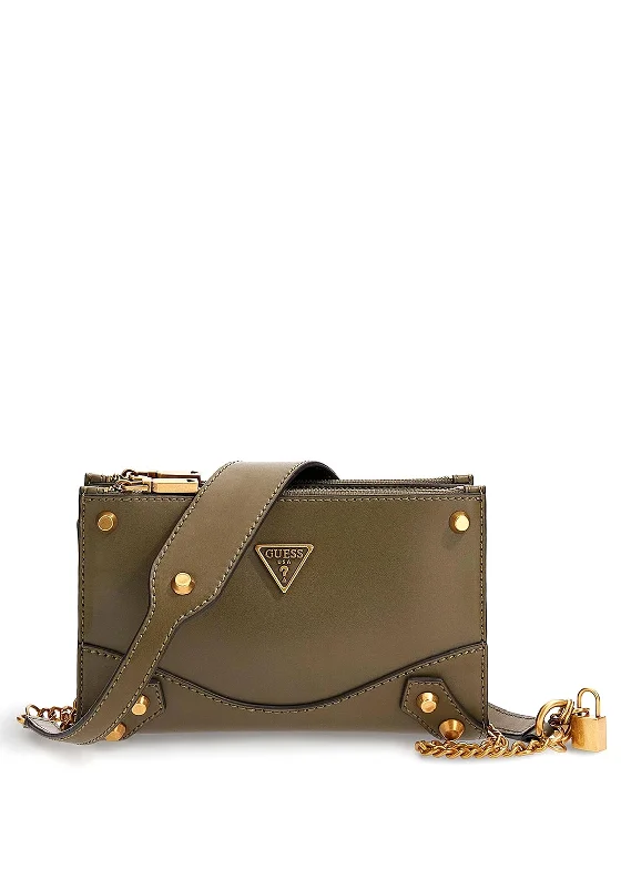 Men's crossbody bag with a built - in charging port for tech use on the goGuess Amantea Crossbody Bag, Olive Men's crossbody bag with a built - in charging port for tech use on the goGuess Amantea Crossbody Bag, Olive