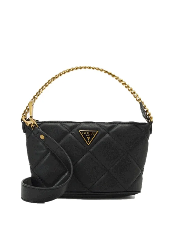 Men's crossbody bag with a built - in charging port for tech use on the goGuess Cessily Quilted Shoulder Bag, Black Men's crossbody bag with a built - in charging port for tech use on the goGuess Cessily Quilted Shoulder Bag, Black