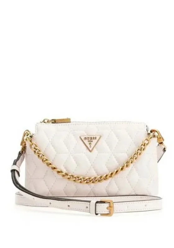 Men's crossbody bag with a built - in charging port for tech use on the goGuess Elenia Mini Crossbody Bag, Stone Men's crossbody bag with a built - in charging port for tech use on the goGuess Elenia Mini Crossbody Bag, Stone