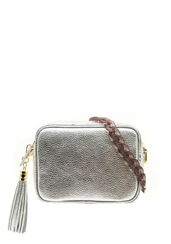 Compact men's crossbody bag for everyday carryElie Beaumont Resin Chain Strap Crossbody Bag, Silver Compact men's crossbody bag for everyday carryElie Beaumont Resin Chain Strap Crossbody Bag, Silver