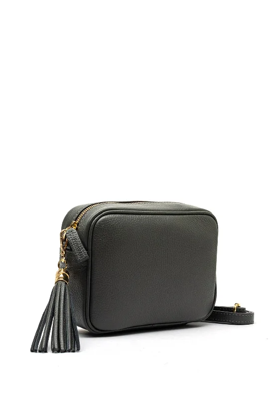 Men's crossbody bag with a built - in charging port for tech use on the goElie Beaumont Stripe Strap Crossbody Bag, Slate Grey