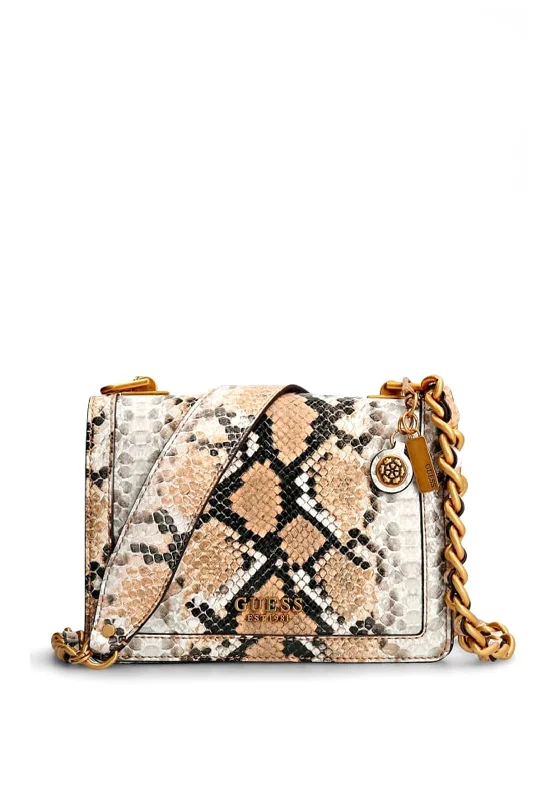 Men's crossbody bag with a hidden anti - theft pocketGuess Abey Python Finish Crossbody Bag, Natural