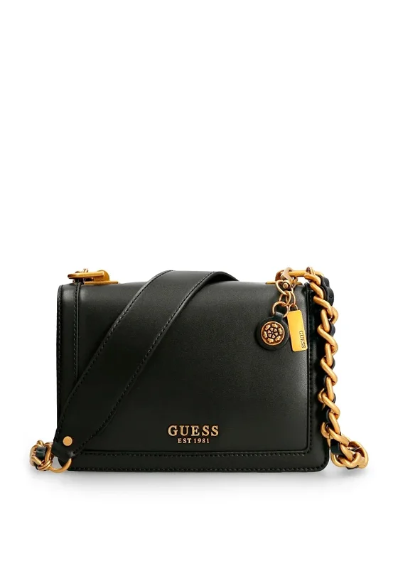Designer men's crossbody bag with a unique pattern or logoGuess Abey Smooth Finish Crossbody Bag, Black