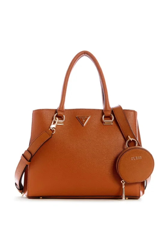 Men's crossbody bag with a built - in charging port for tech use on the goGuess Alexie Multiway Satchel Bag, Light Cognac Men's crossbody bag with a built - in charging port for tech use on the goGuess Alexie Multiway Satchel Bag, Light Cognac