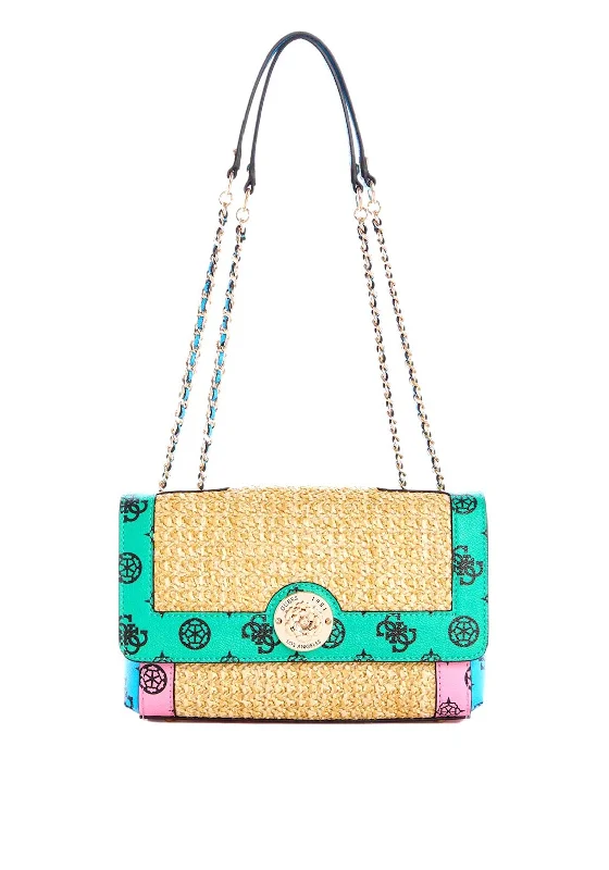Vintage - inspired men's crossbody bag with a distressed finishGuess Always Woven Colour Block Bag, Green Multi Vintage - inspired men's crossbody bag with a distressed finishGuess Always Woven Colour Block Bag, Green Multi