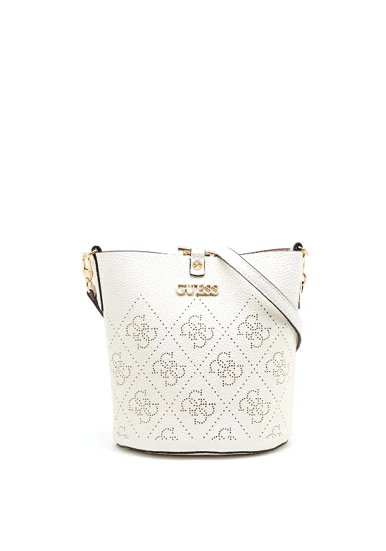 Canvas men's crossbody bag with a rustic, casual styleGuess Amara 4g Logo Bucket Bag, White