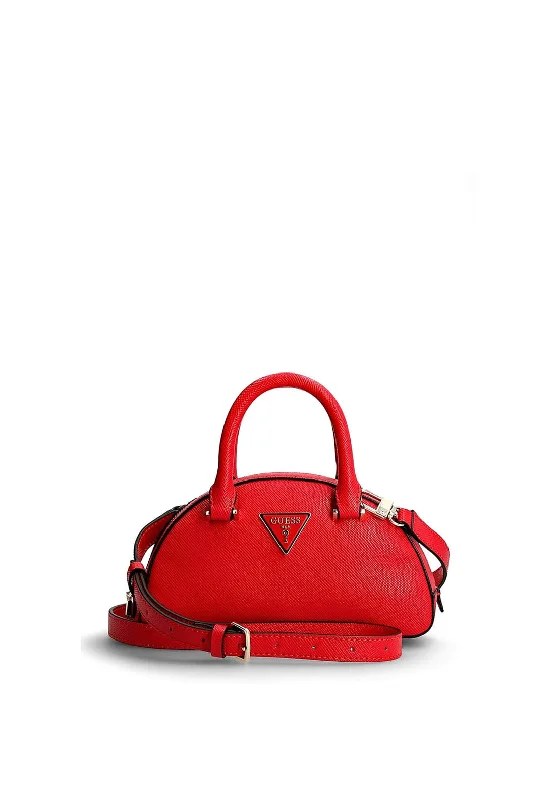 Men's crossbody bag with adjustable straps for a customized fitGuess Cordelia Saffiano Mini Dome Crossbody Bag, Red