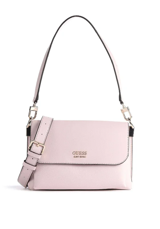 Men's leather crossbody bag with antique brass hardware for a vintage lookGuess Eco Mia Flap Over Crossbody Bag, Light Rose Men's leather crossbody bag with antique brass hardware for a vintage lookGuess Eco Mia Flap Over Crossbody Bag, Light Rose