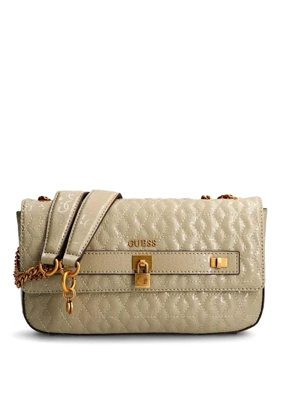 RFID - blocking men's crossbody bag for security - conscious travelersGuess Isidora Quilted Flap Over Bag, Sage