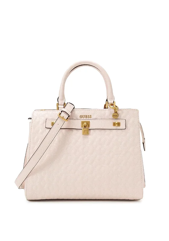 Men's crossbody bag with a padded laptop sleeve for commutingGuess Isidora Quilted Satchel Bag, Shell