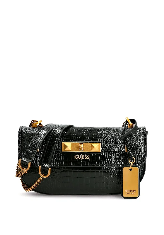 Soft suede men's crossbody bag for a luxurious feelGuess Raffie Croc Print Crossbody Bag, Black Soft suede men's crossbody bag for a luxurious feelGuess Raffie Croc Print Crossbody Bag, Black