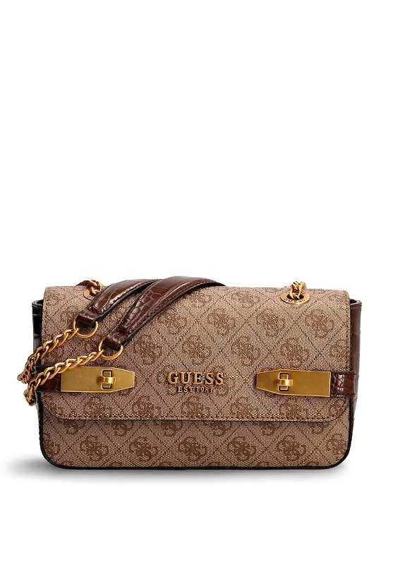 Canvas men's crossbody bag with a rustic, casual styleGuess Zadie Logo Small Crossbody Bag, Latte & Brown Canvas men's crossbody bag with a rustic, casual styleGuess Zadie Logo Small Crossbody Bag, Latte & Brown