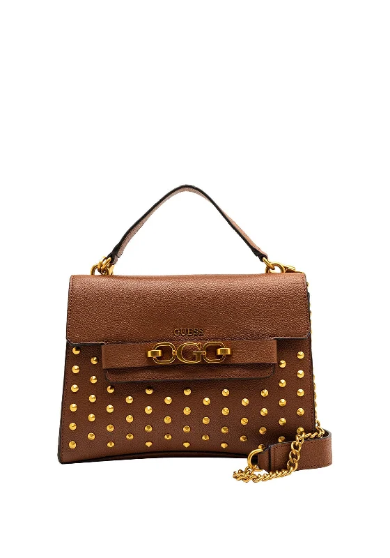 Soft suede men's crossbody bag for a luxurious feelGuess Zira Studded Crossbody Bag, Cognac
