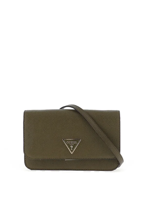 Designer men's crossbody bag with a unique pattern or logoGuess Laurel Saffiano Smartphone Crossbody Bag, Olive Designer men's crossbody bag with a unique pattern or logoGuess Laurel Saffiano Smartphone Crossbody Bag, Olive