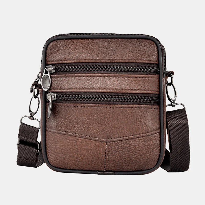 Military - style men's crossbody bag with MOLLE webbing for attachmentsMen Genuine Leather Large Capacity Business Multi-Carry Crossbody Bag Military - style men's crossbody bag with MOLLE webbing for attachmentsMen Genuine Leather Large Capacity Business Multi-Carry Crossbody Bag