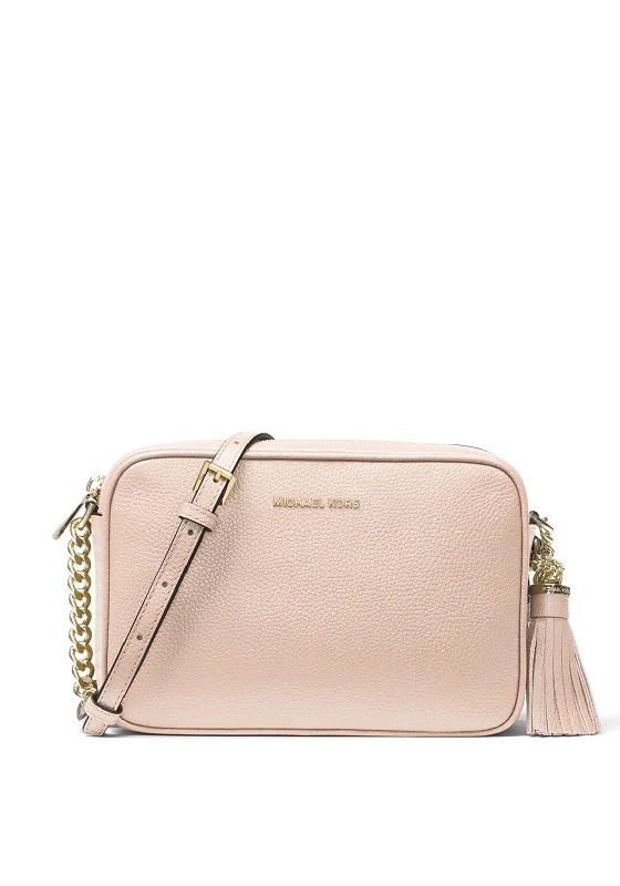 Men's crossbody bag with a padded laptop sleeve for commutingMICHAEL Michael Kors Camera Bag Leather Crossbody Bag, Soft Pink