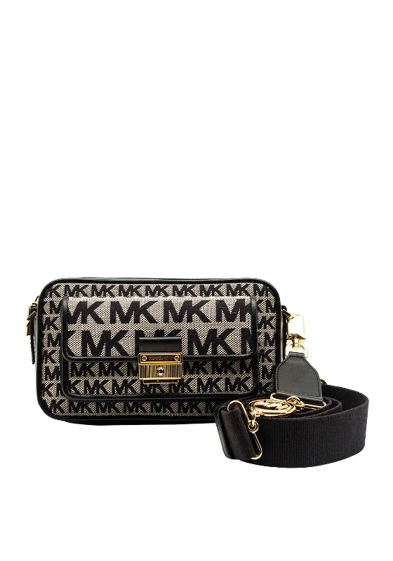 Designer men's crossbody bag with a unique pattern or logoMICHAEL Michael Kors Bradshaw Knit Logo Crossbody Bag, Black Designer men's crossbody bag with a unique pattern or logoMICHAEL Michael Kors Bradshaw Knit Logo Crossbody Bag, Black