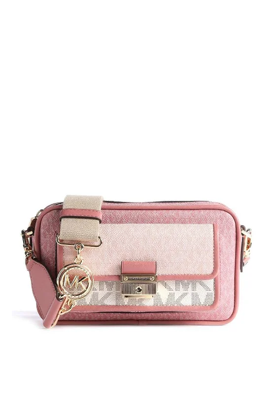 Men's crossbody bag with a built - in charging port for tech use on the goMICHAEL Michael Kors Bradshaw Logo Camera Bag, Rose Multi Men's crossbody bag with a built - in charging port for tech use on the goMICHAEL Michael Kors Bradshaw Logo Camera Bag, Rose Multi