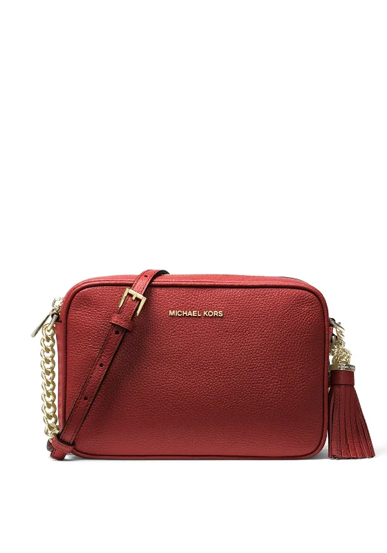 RFID - blocking men's crossbody bag for security - conscious travelersMICHAEL Michael Kors Camera Bag Leather Crossbody Bag, Brandy