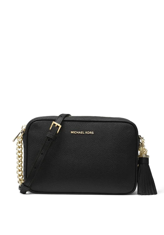 Vintage - inspired men's crossbody bag with a distressed finishMICHAEL Michael Kors Camera Bag Leather Crossbody Bag, Black