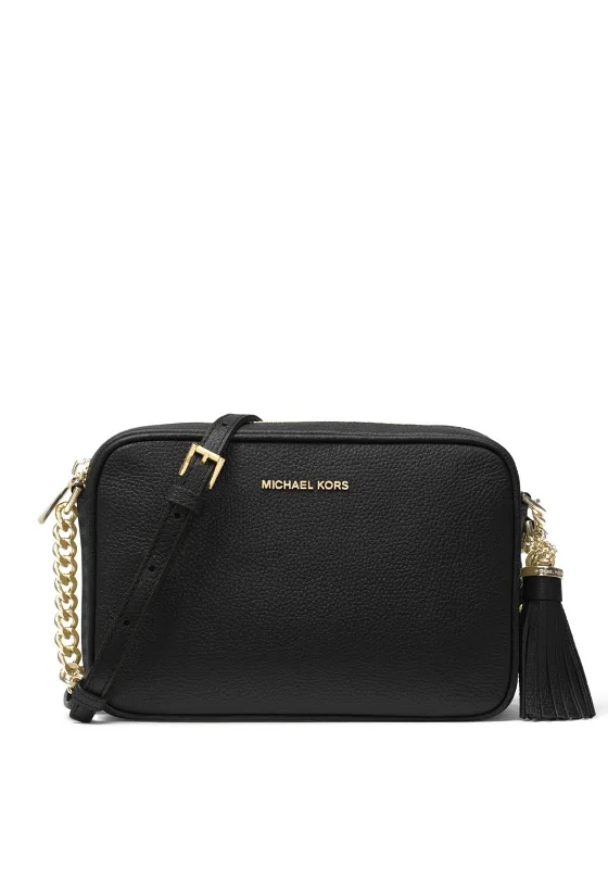 Minimalist men's crossbody bag with a single compartment for simplicityMICHAEL Michael Kors Camera Bag Leather Crossbody Bag, Black