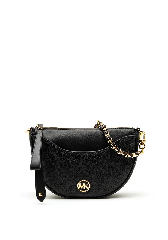 Men's crossbody bag with a water - resistant coating for rainy daysMICHAEL Michael Kors Half Moon Crossbody Bag, Black Men's crossbody bag with a water - resistant coating for rainy daysMICHAEL Michael Kors Half Moon Crossbody Bag, Black