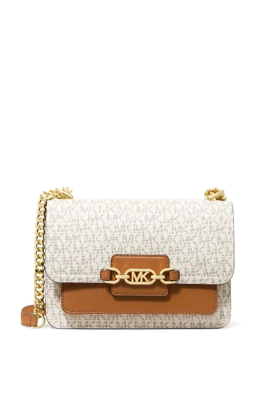 Compact men's crossbody bag for everyday carryMICHAEL Michael Kors Heather Crossbody Bag, Vanilla & Acorn Compact men's crossbody bag for everyday carryMICHAEL Michael Kors Heather Crossbody Bag, Vanilla & Acorn