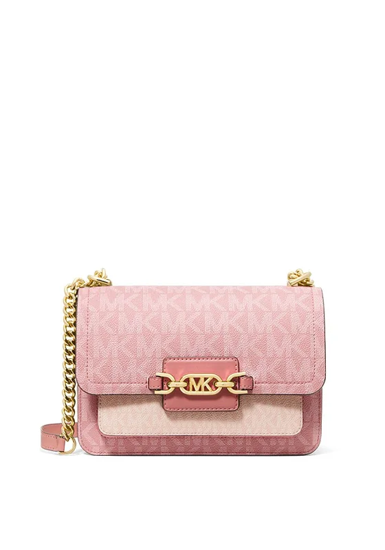 Men's leather crossbody bag with antique brass hardware for a vintage lookMICHAEL Michael Kors Heather Two-Tone Crossbody Bag, Pink