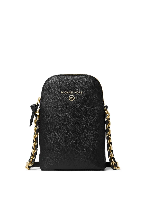 Minimalist men's crossbody bag with a single compartment for simplicityMICHAEL Michael Kors Jet Set Charm Leather Pebble Crossbody Bag, Black