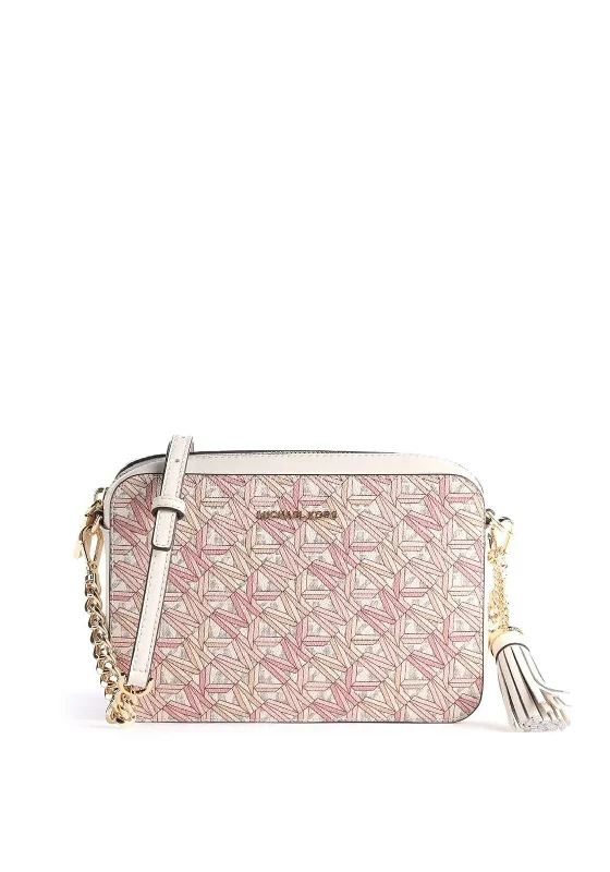 Men's crossbody bag with a water - resistant coating for rainy daysMICHAEL Michael Kors Jet Set Graphic Logo Crossbody Bag, Smokey Rose Multi Men's crossbody bag with a water - resistant coating for rainy daysMICHAEL Michael Kors Jet Set Graphic Logo Crossbody Bag, Smokey Rose Multi
