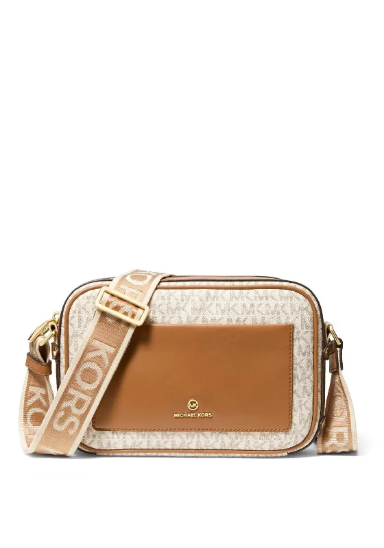 Men's crossbody bag with a built - in charging port for tech use on the goMICHAEL Michael Kors Maeve Logo Crossbody Bag, Vanilla & Acorn