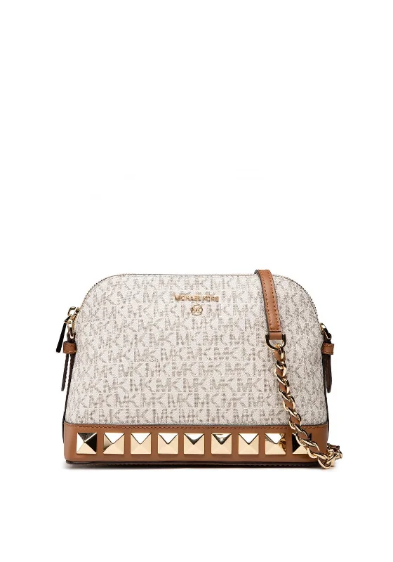 Men's crossbody bag made from recycled materials for eco - friendly usersMICHAEL Michael Kors Jet Set Dome Crossbody, Cream & Tan Men's crossbody bag made from recycled materials for eco - friendly usersMICHAEL Michael Kors Jet Set Dome Crossbody, Cream & Tan
