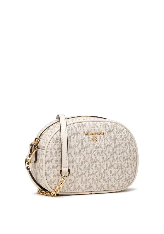 Men's crossbody bag with adjustable straps for a customized fitMICHAEL Michael Kors Jet Set Oval Crossbody, Cream Men's crossbody bag with adjustable straps for a customized fitMICHAEL Michael Kors Jet Set Oval Crossbody, Cream