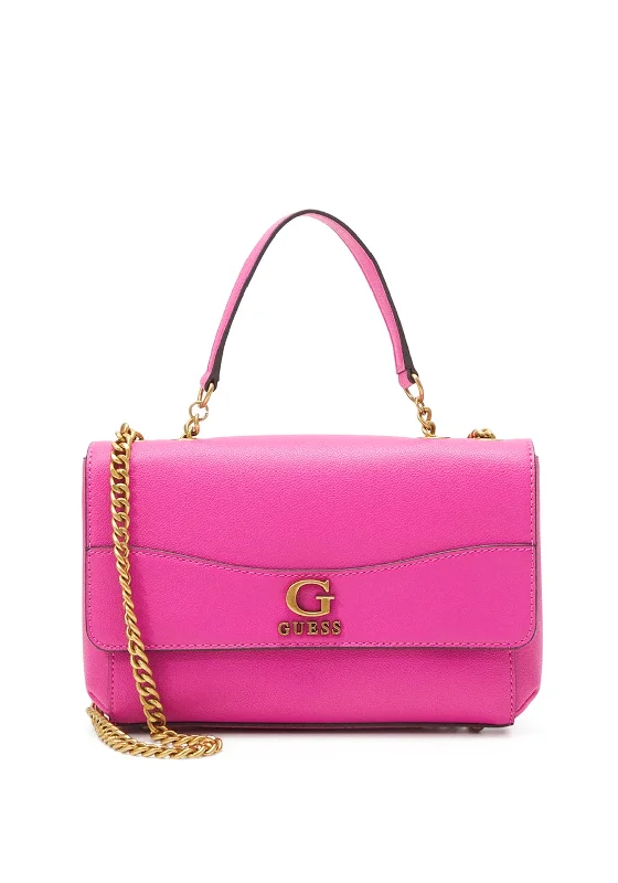 Vintage - inspired men's crossbody bag with a distressed finishGuess Nell Crossbody Flap Bag, Fuchsia Vintage - inspired men's crossbody bag with a distressed finishGuess Nell Crossbody Flap Bag, Fuchsia