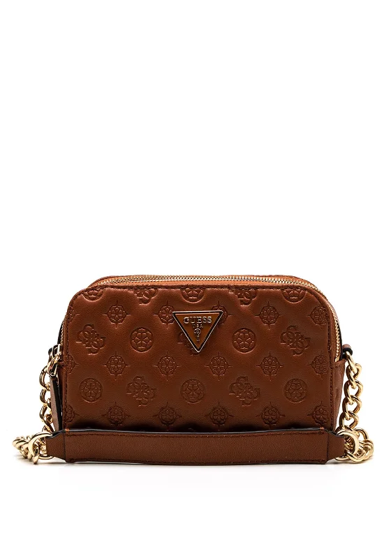 Soft suede men's crossbody bag for a luxurious feelGuess Noelle Debossed Logo Mini Crossbody Bag, Cognac Soft suede men's crossbody bag for a luxurious feelGuess Noelle Debossed Logo Mini Crossbody Bag, Cognac