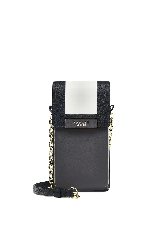 Men's leather crossbody bag with antique brass hardware for a vintage lookRadley London Lockwood Island Phone Crossbody, Black Multi