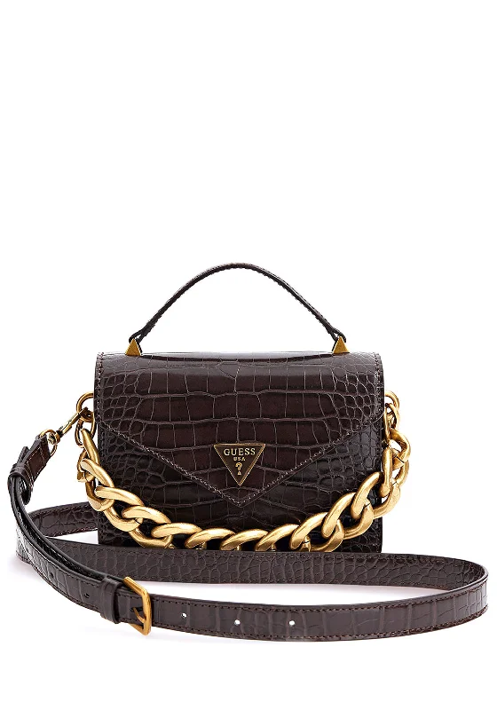 Minimalist men's crossbody bag with a single compartment for simplicityGuess Retour Croc Print Grab Bab, Espresso Minimalist men's crossbody bag with a single compartment for simplicityGuess Retour Croc Print Grab Bab, Espresso