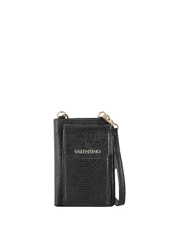 Designer men's crossbody bag with a unique pattern or logoValentino Handbags Cosmopolitan Reptile Print Smartphone Wallet, Nero