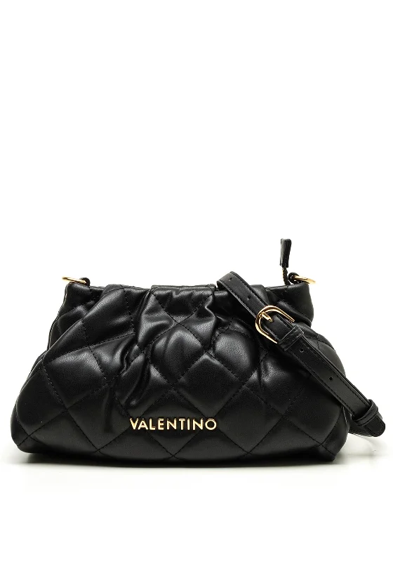 Men's leather crossbody bag with antique brass hardware for a vintage lookValentino Quilted Ocarina Crossbody Bag, Black